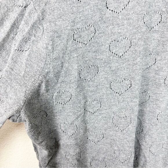 Betty & Veronica Grey Heart Valentines Sweater Cardigan Collar Size 0 - Picture 8 of 9